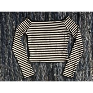 Off the shoulder striped shirt